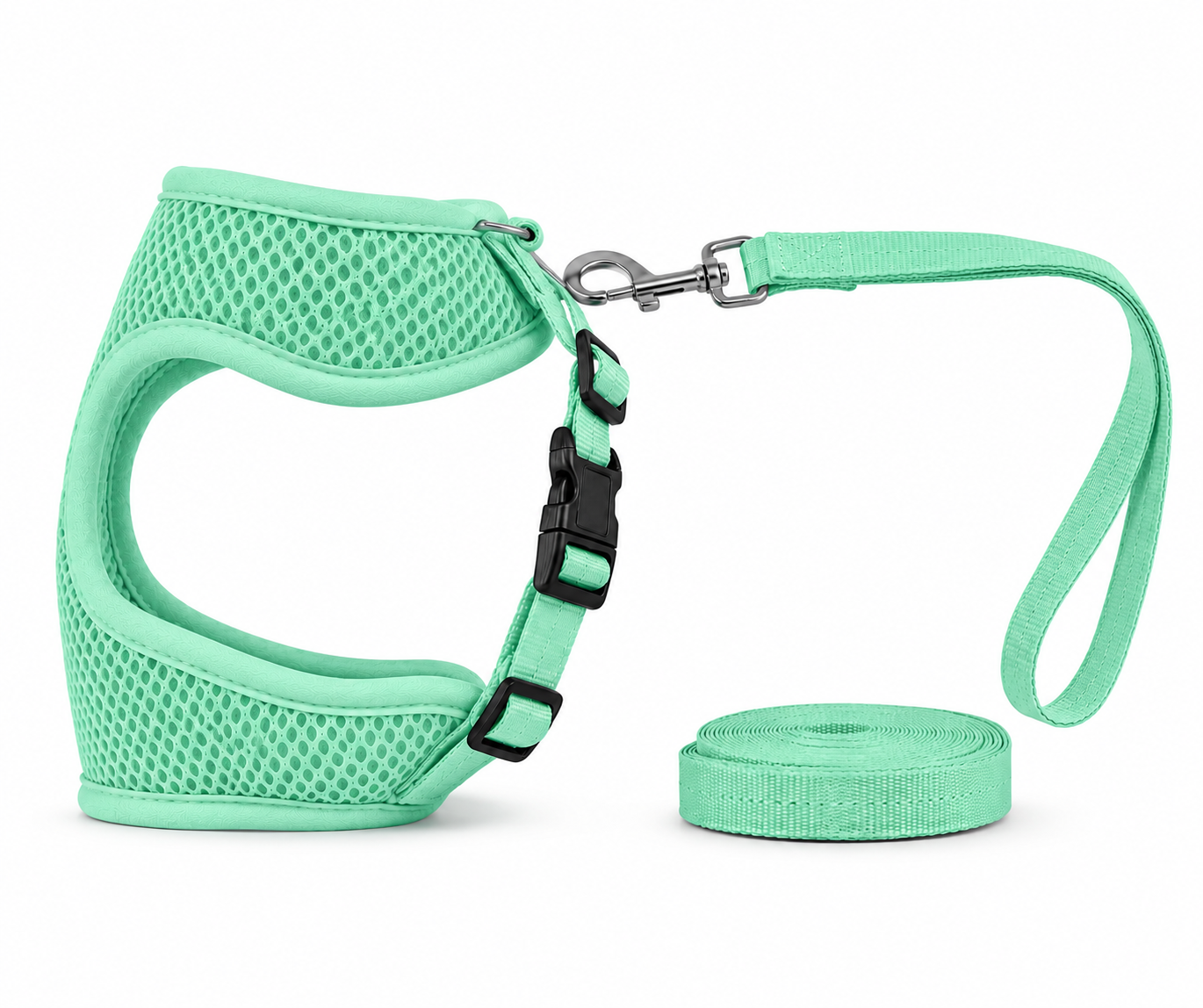 Abbey Pet Stores Breathable Mesh Pet Harness and Leash Set for Dogs & Cats – Mint Green - Image 3