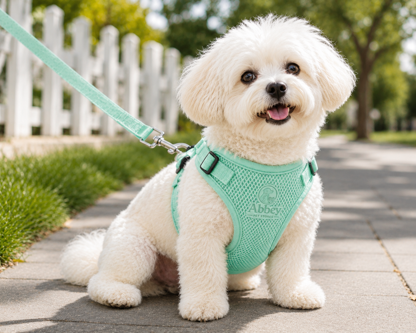 Abbey Pet Stores Breathable Mesh Pet Harness and Leash Set for Dogs & Cats – Mint Green - Image 4