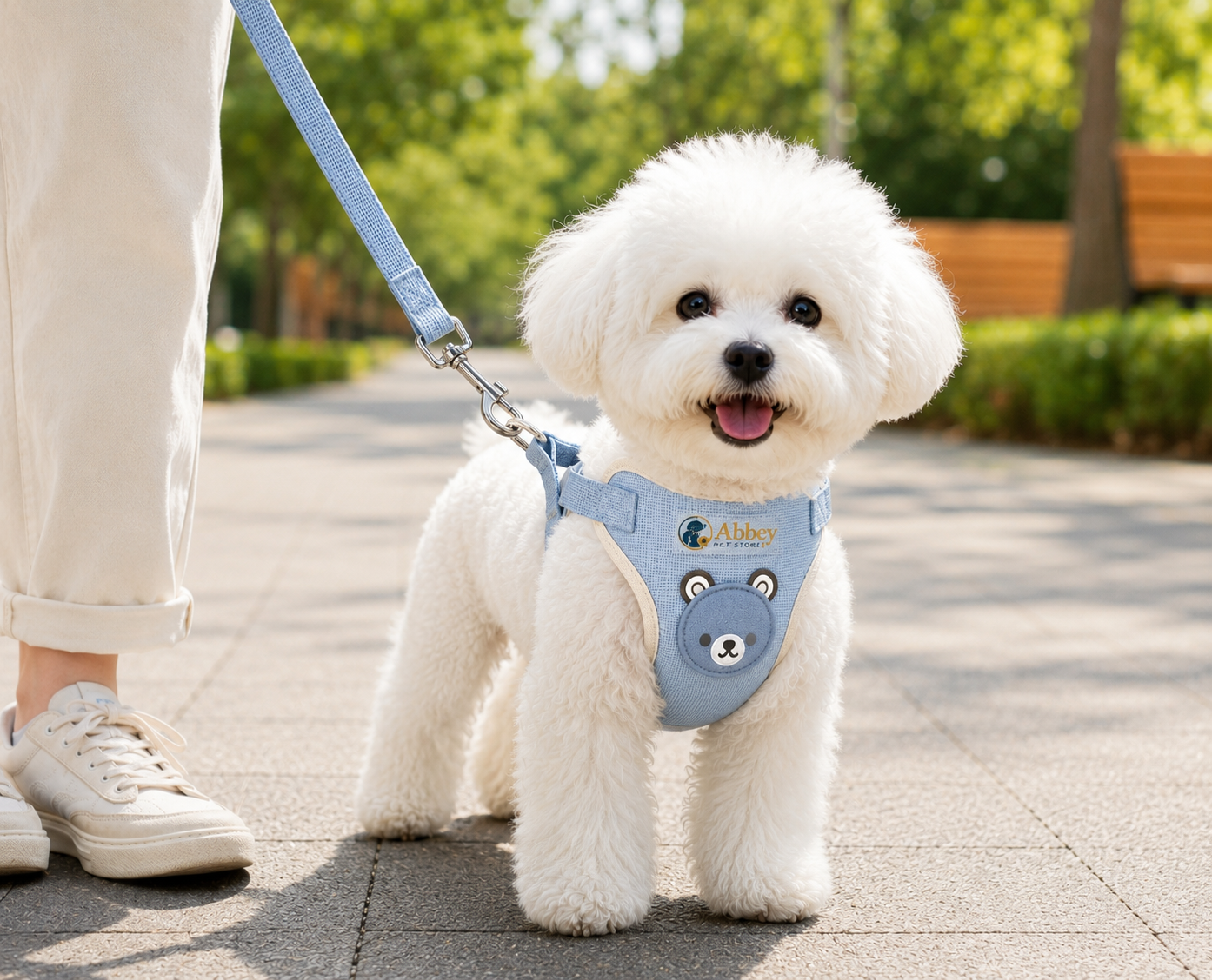 Abbey Pet Stores Cute Bear Pet Harness and Leash Set for Dogs & Cats – Light Blue - Image 2