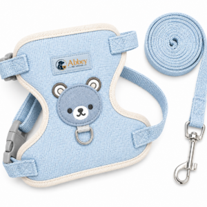 Abbey Pet Stores Cute Bear Pet Harness and Leash Set for Dogs & Cats – Light Blue