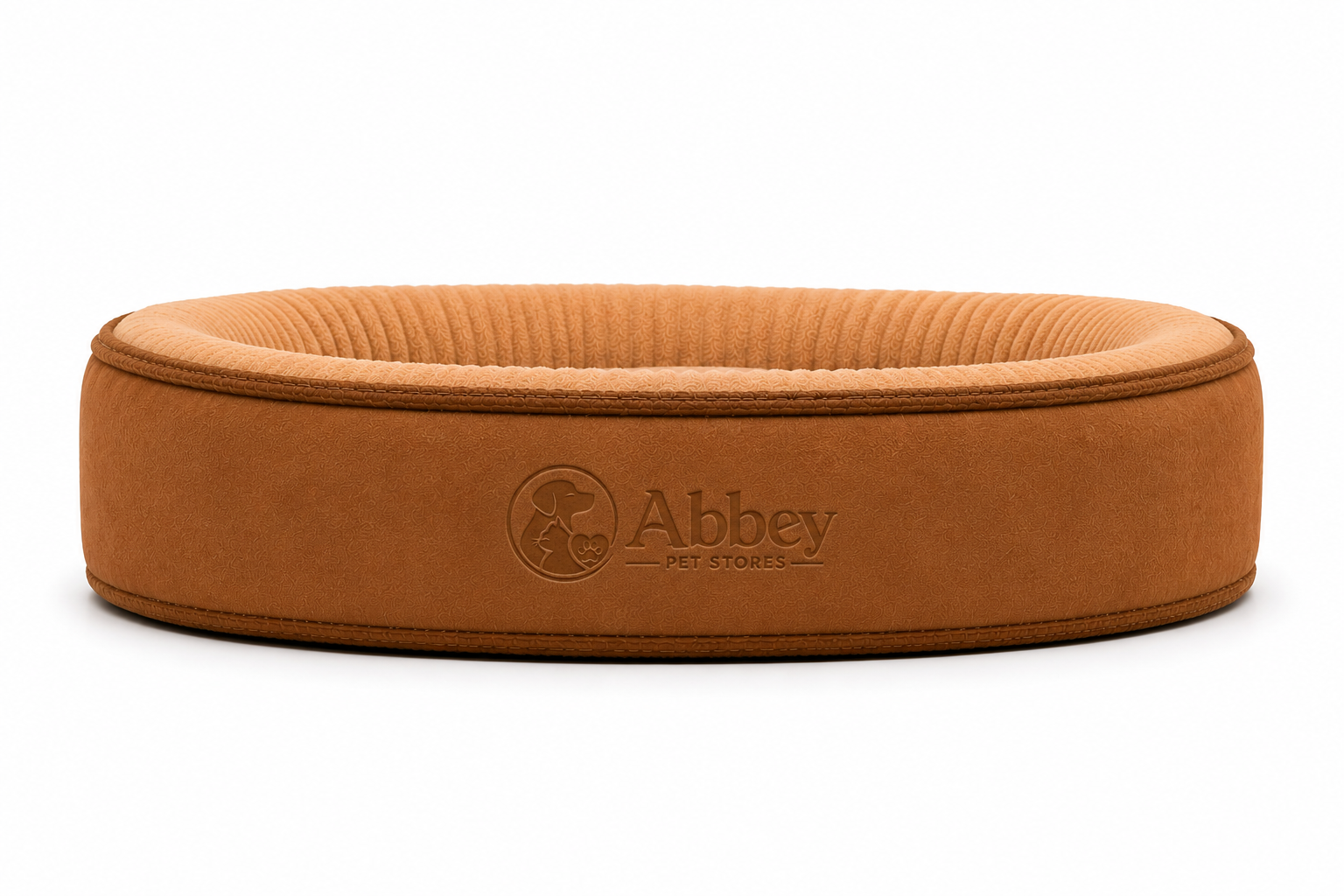 Abbey Pet Stores Deluxe Plush Oval Pet Bed for Dogs & Cats – Brown