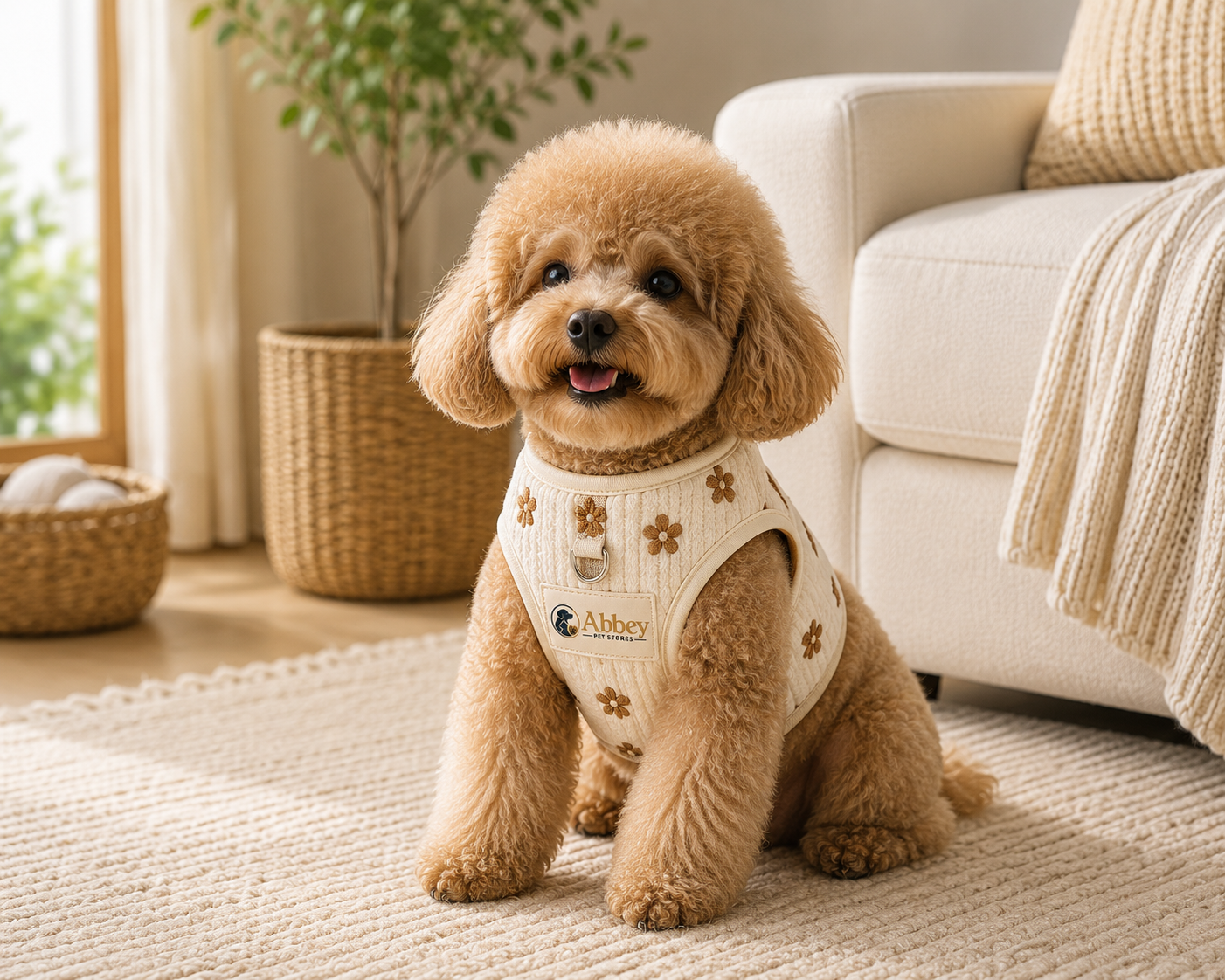 Abbey Pet Stores Floral Print Soft Pet Harness Vest with Metal D-Ring for Dogs & Cats - Image 2