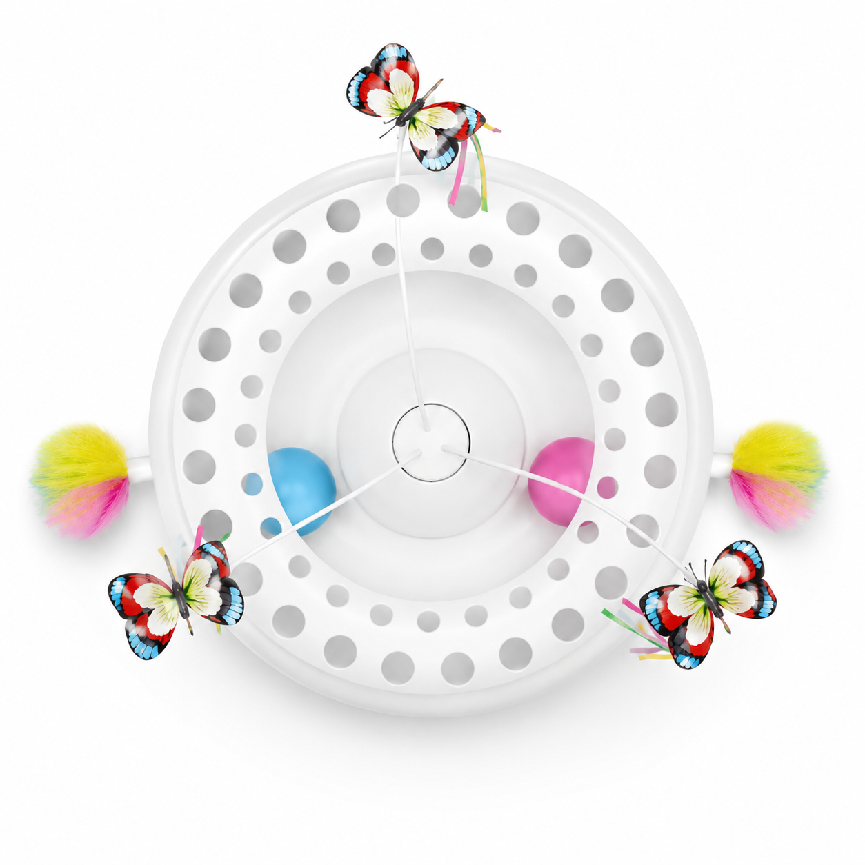Abbey Pet Stores Interactive Butterfly Cat Toy with Rolling Ball Track – White - Image 4