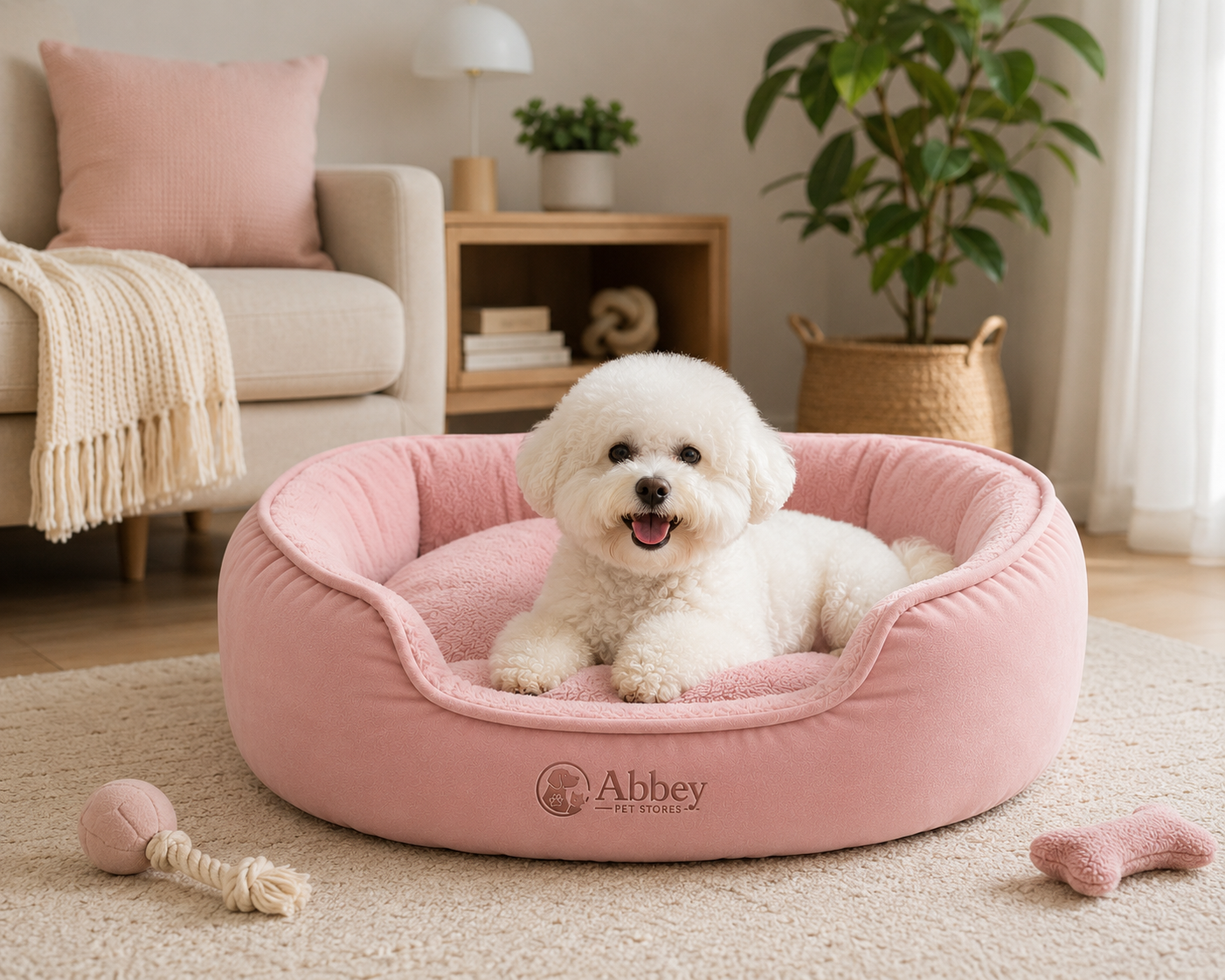 Abbey Pet Stores Plush Orthopedic Pet Sofa Bed for Dogs & Cats – Pink - Image 5