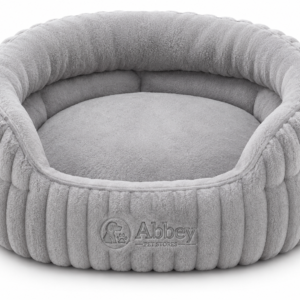 Abbey Pet Stores Plush Round Calming Pet Bed for Dogs & Cats – Light Grey