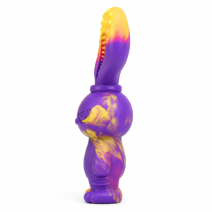 Abbey Pet Stores Rabbit Shaped Rubber Chew Toy for Dogs – Purple & Yellow