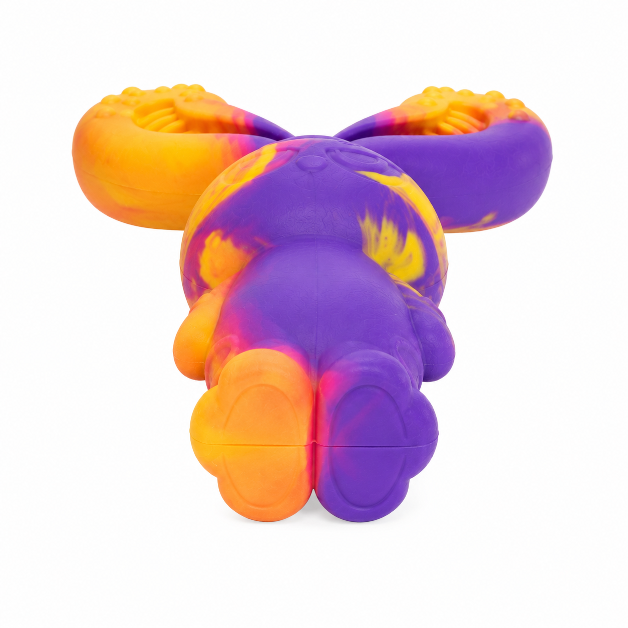 Abbey Pet Stores Rabbit Shaped Rubber Chew Toy for Dogs – Purple & Yellow - Image 2