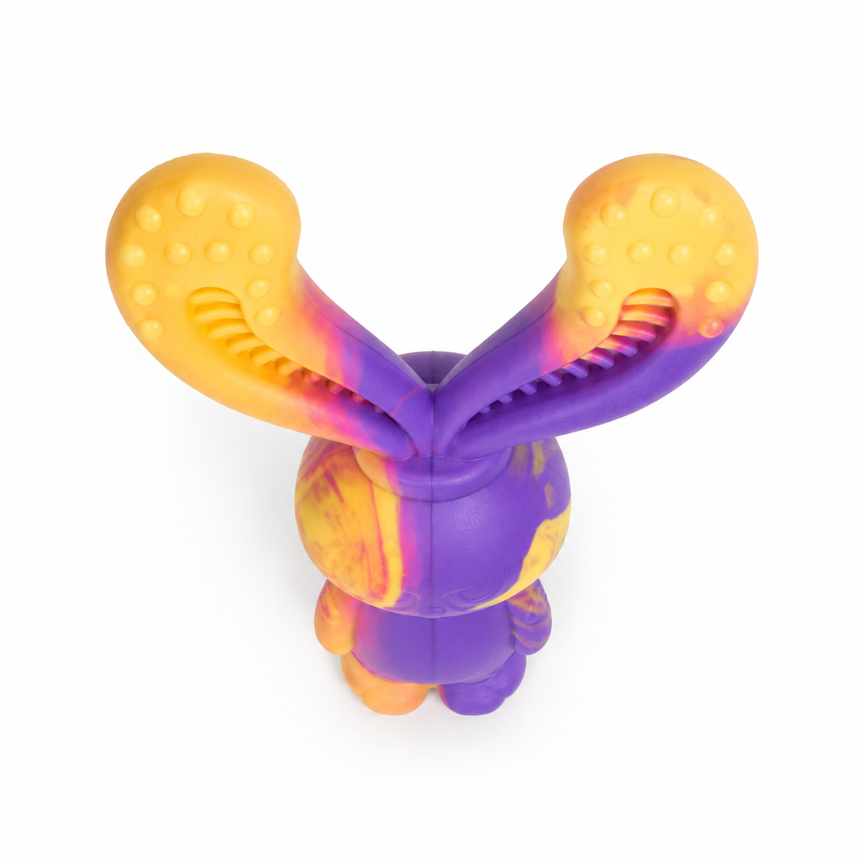 Abbey Pet Stores Rabbit Shaped Rubber Chew Toy for Dogs – Purple & Yellow - Image 3