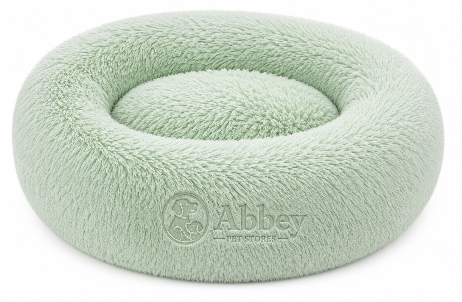 Abbey Pet Stores Round Plush Calming Pet Bed for Dogs & Cats – Mint Green