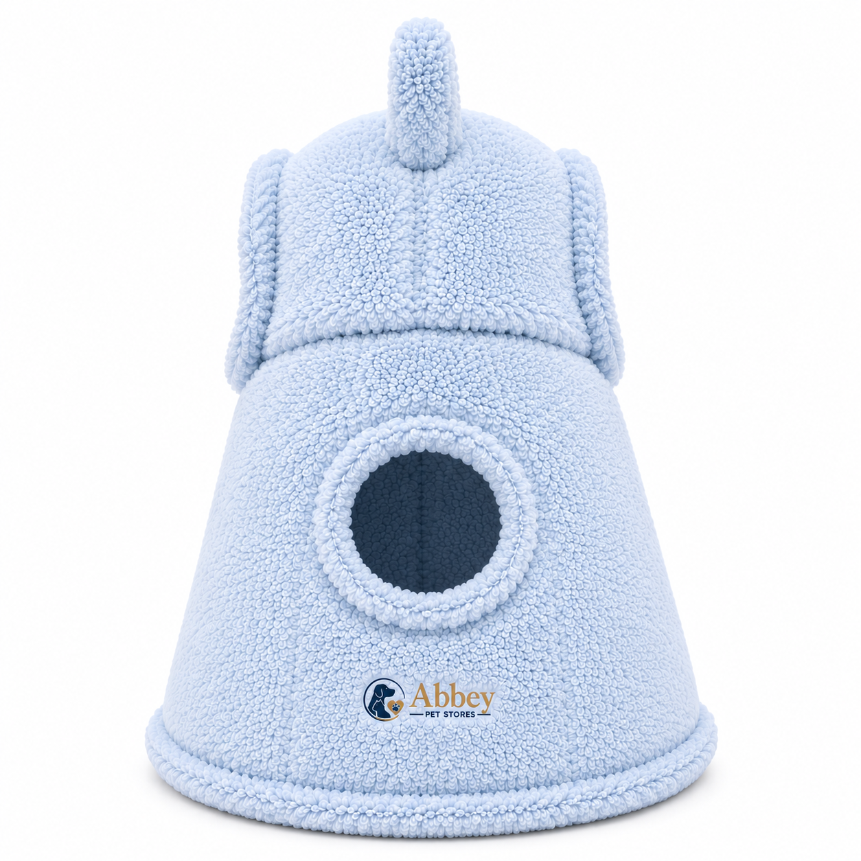 Abbey Pet Stores Soft Plush Pet Cave Bed with Ears for Cats & Small Dogs – Light Blue