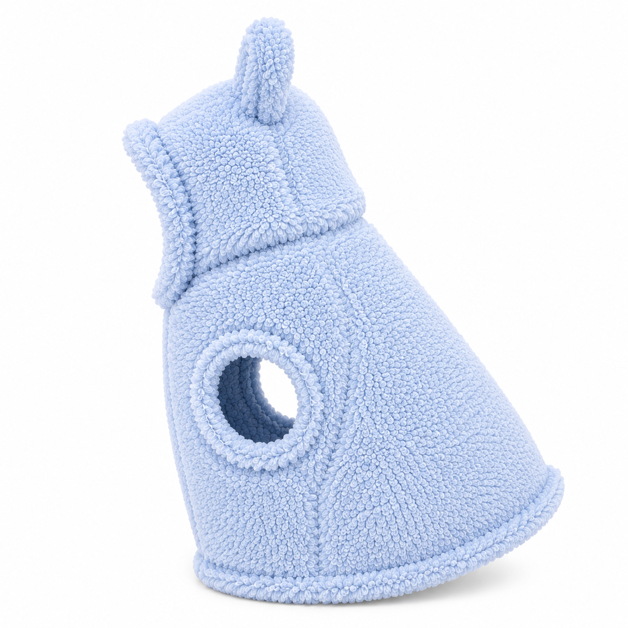 Abbey Pet Stores Soft Plush Pet Cave Bed with Ears for Cats & Small Dogs – Light Blue - Image 2