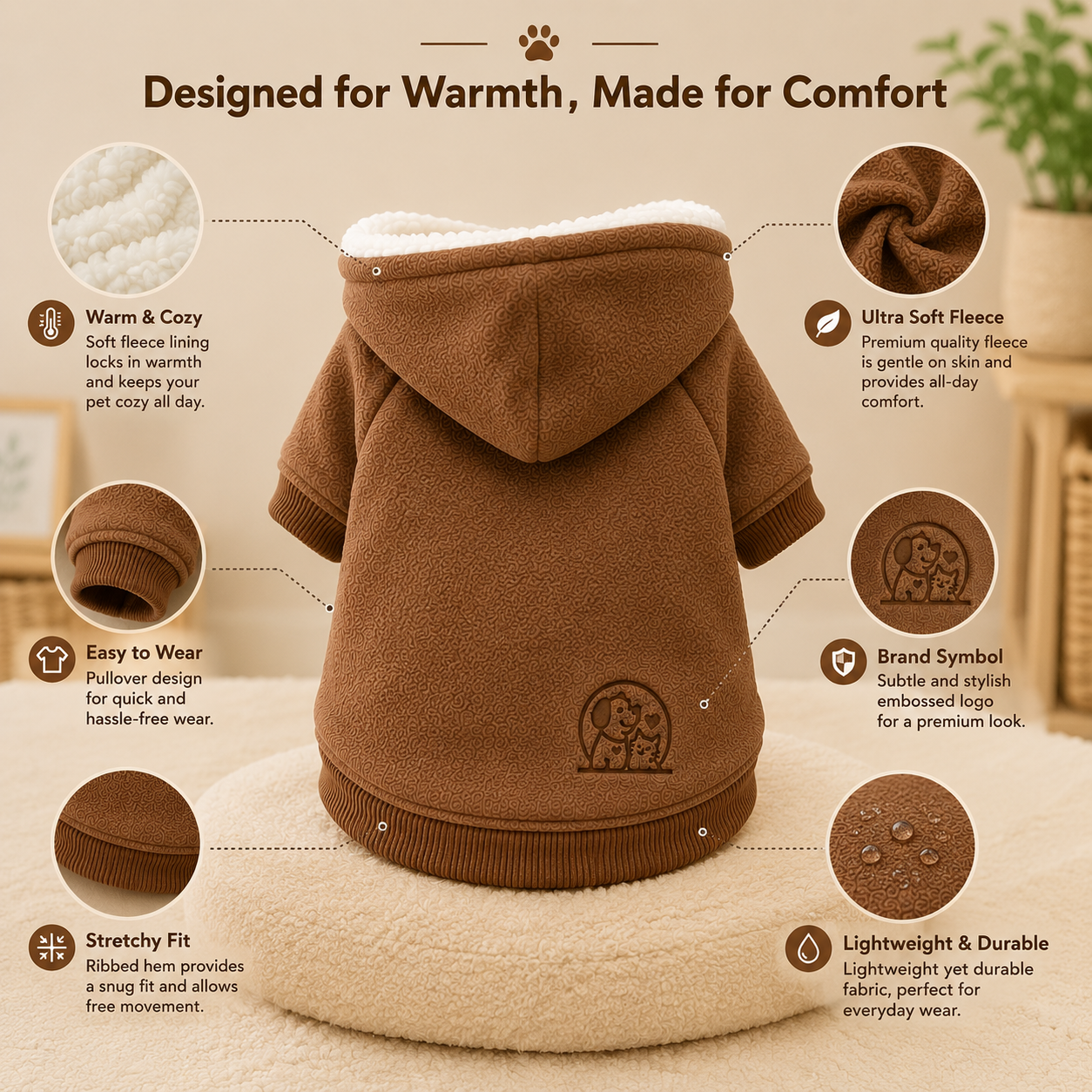 Winter Dog Hoodie Coat – Warm Soft Hoodie Jacket for Small & Medium Dogs - Image 7