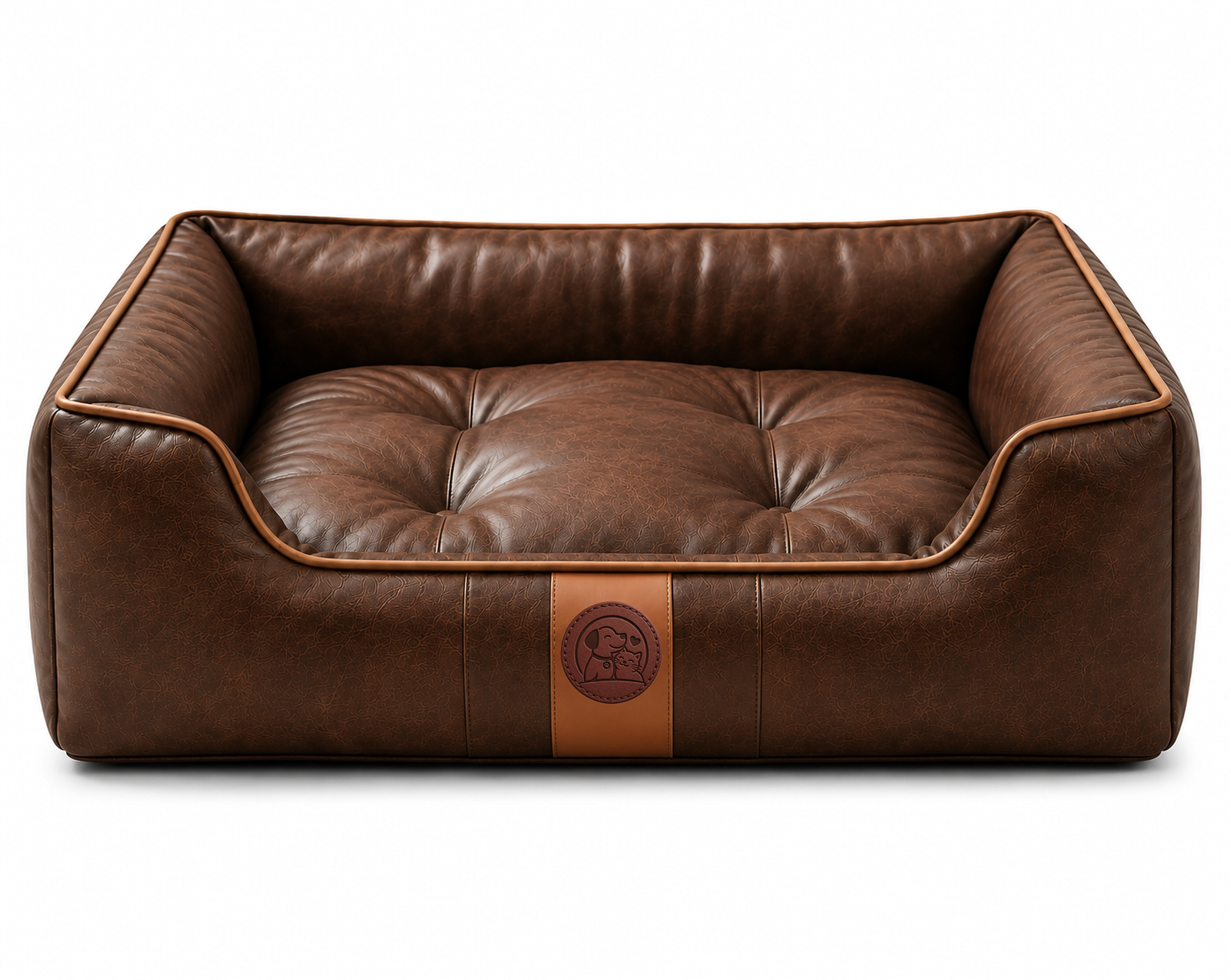 Luxury Vintage Faux Leather Orthopedic Pet Bed – Premium Sofa Bed for Dogs & Cats