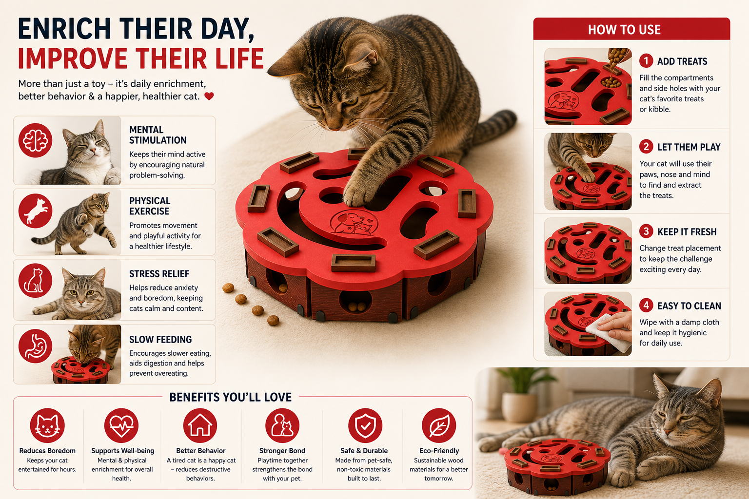 Interactive Cat Scratch Puzzle Box – Enrichment Maze Toy for Cats - Image 5