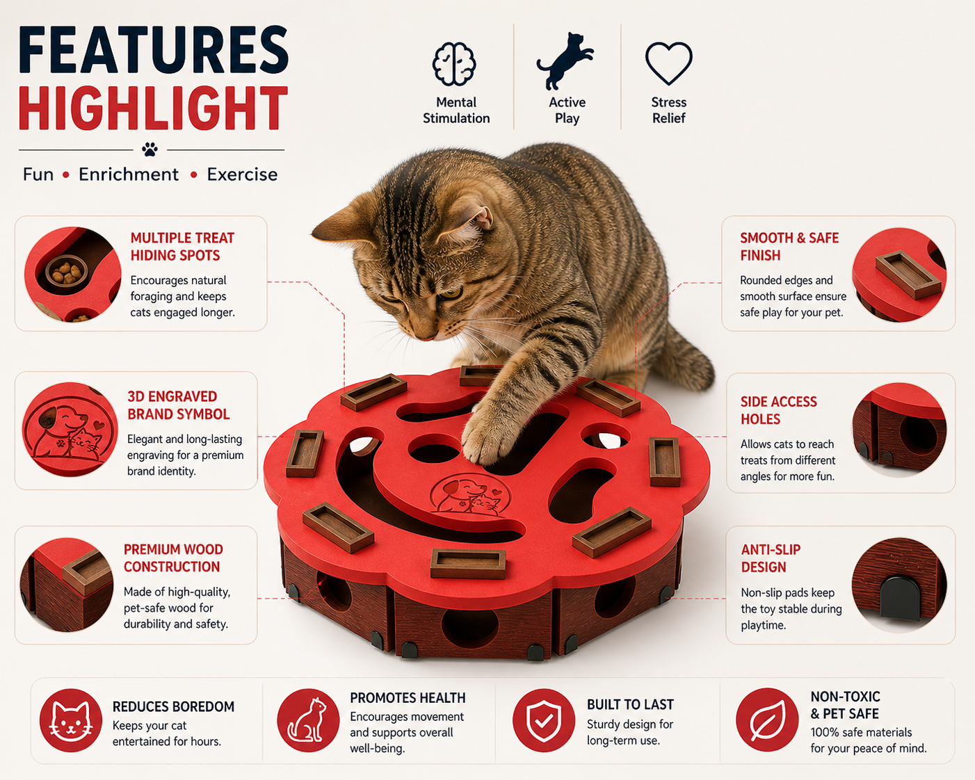 Interactive Cat Scratch Puzzle Box – Enrichment Maze Toy for Cats - Image 4