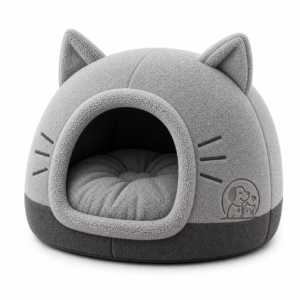 Plush Cat Cave Bed – Soft Enclosed Pet House for Warm Comfort