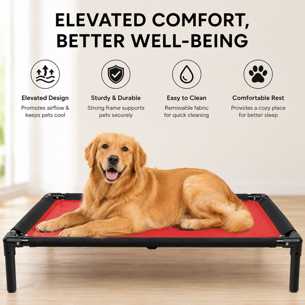 Premium Elevated Dog Bed – Cooling Breathable Mesh, Indoor & Outdoor - Image 5