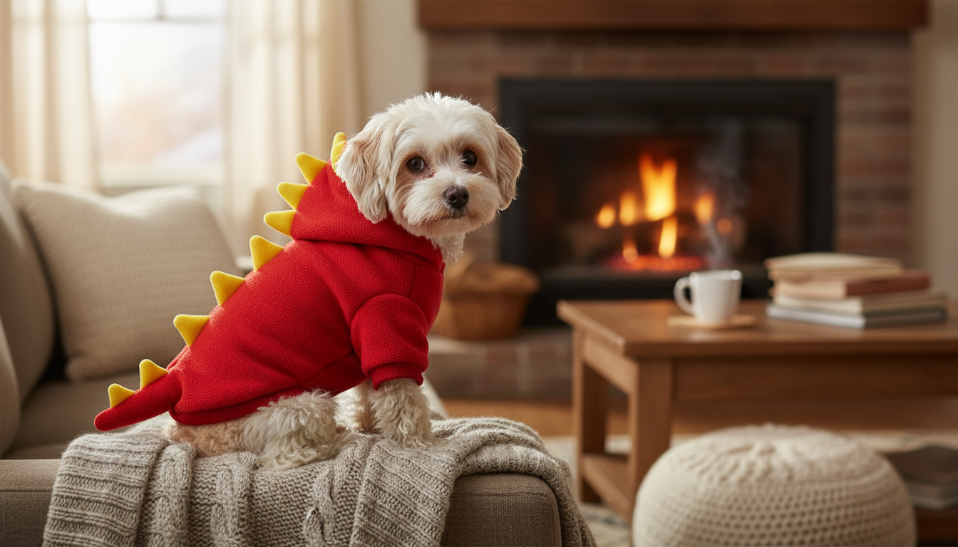 Premium Dinosaur Dog Hoodie – Soft Fleece Warm Winter Coat for Small Dogs - Image 4