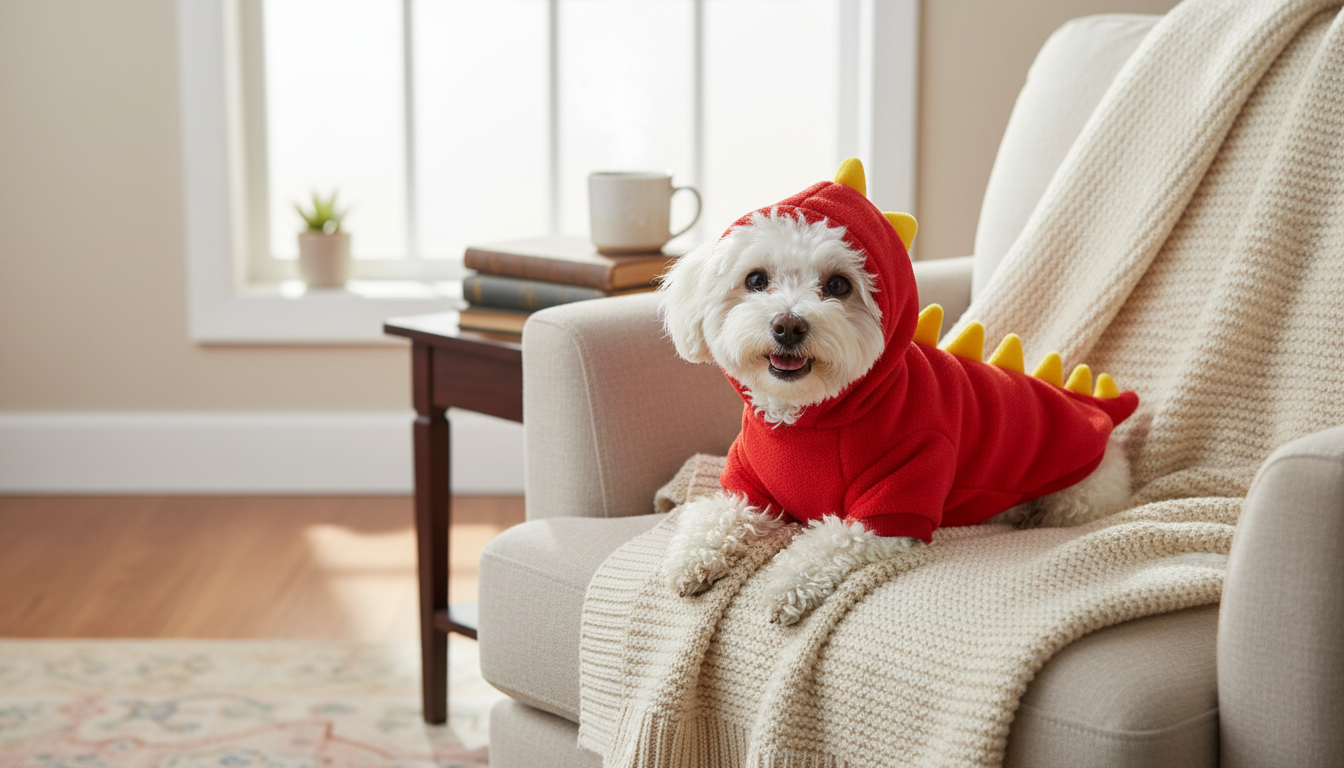 Premium Dinosaur Dog Hoodie – Soft Fleece Warm Winter Coat for Small Dogs - Image 5