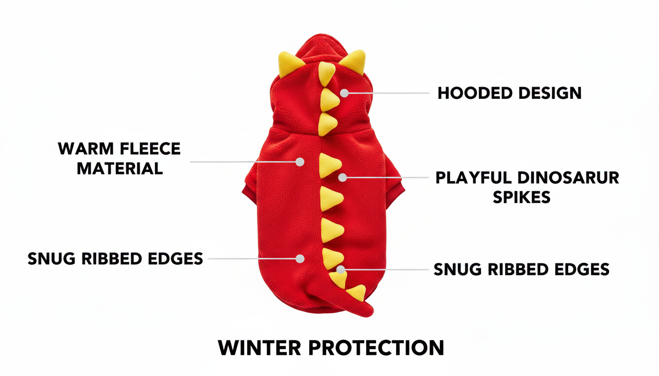 Premium Dinosaur Dog Hoodie – Soft Fleece Warm Winter Coat for Small Dogs - Image 7
