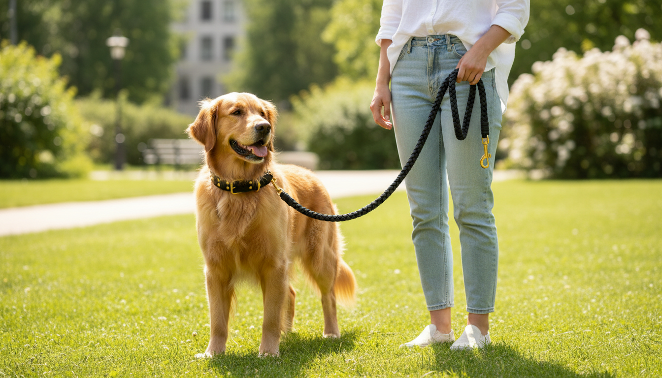 Premium Genuine Leather Dog Collar & Lead Set – Braided Heavy Duty Leash - Image 6